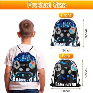 SET OF 5 Video Game Party Drawstring Bags 12 x 10 Video Game Party Bags